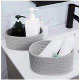 Cotton 8x3 Inch Round 2 Set Bedside Organizer (Gray)