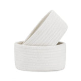 Cotton 8x3 Inch Round 2 Set Bedside Organizer (White)