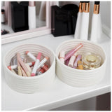 Cotton 8x3 Inch Round 3 Set Bedside Organizer (White)