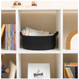 Cotton 8x3 Inch Round Bedside Organizer (Black)