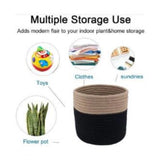 Beige black cotton flower pot, versatile storage solution for bathroom, living room, or kitchen organizer