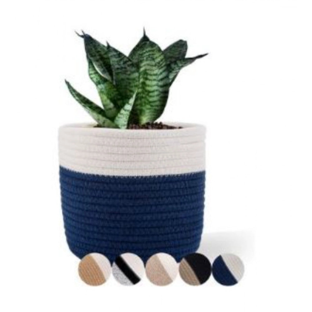 White blue cotton flower pot, versatile organizer for bathroom, living room & kitchen
