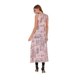 Women's Casual Crepe Sleeveless Slit Dress (Light Pink)