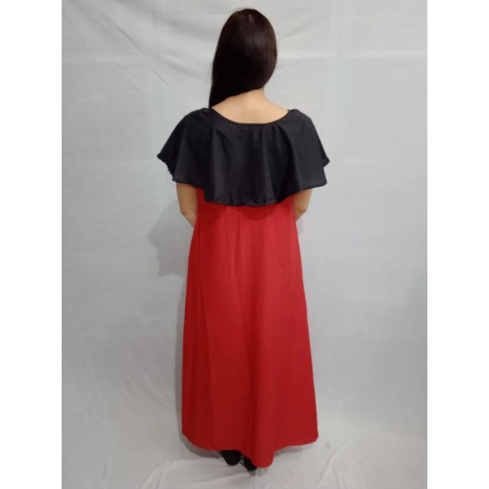 Black crepe casual cape sleeve dress for women