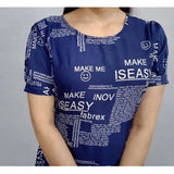 Women's Casual Crepe Half Sleeves Dress (Blue)