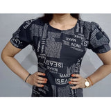 Women's Casual Crepe Half Sleeves Dress (Black)