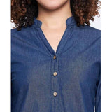 Women's Casual Denim Full sleeve Dress (Blue)