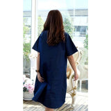 Women's Casual Denim Half Sleeves Dress (Blue)