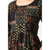 Women's Casual Crepe 3-4th Sleeves Cord Set (Black)