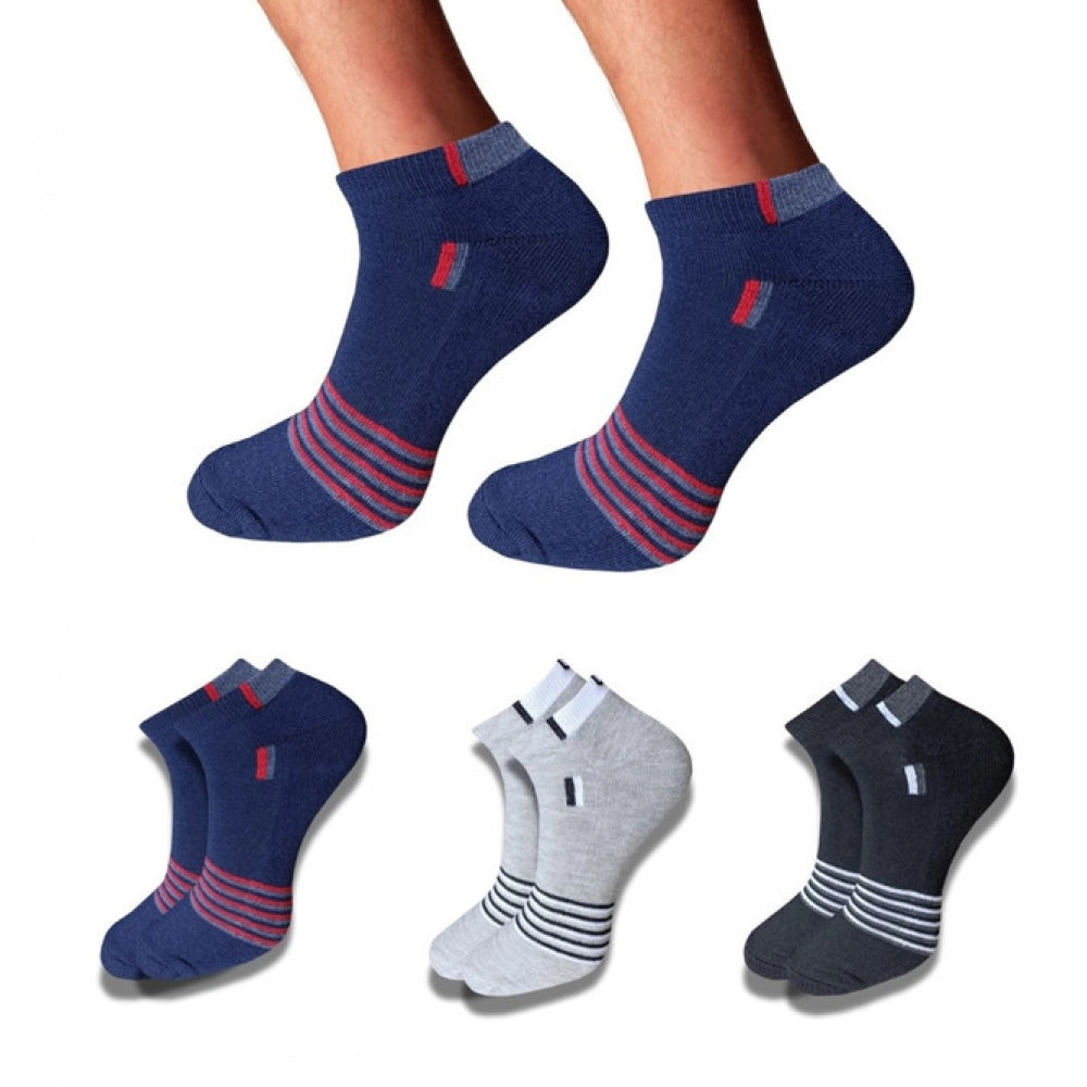 Multicolor unisex casual cotton printed low cut socks: Navy blue, light grey, black for versatile style