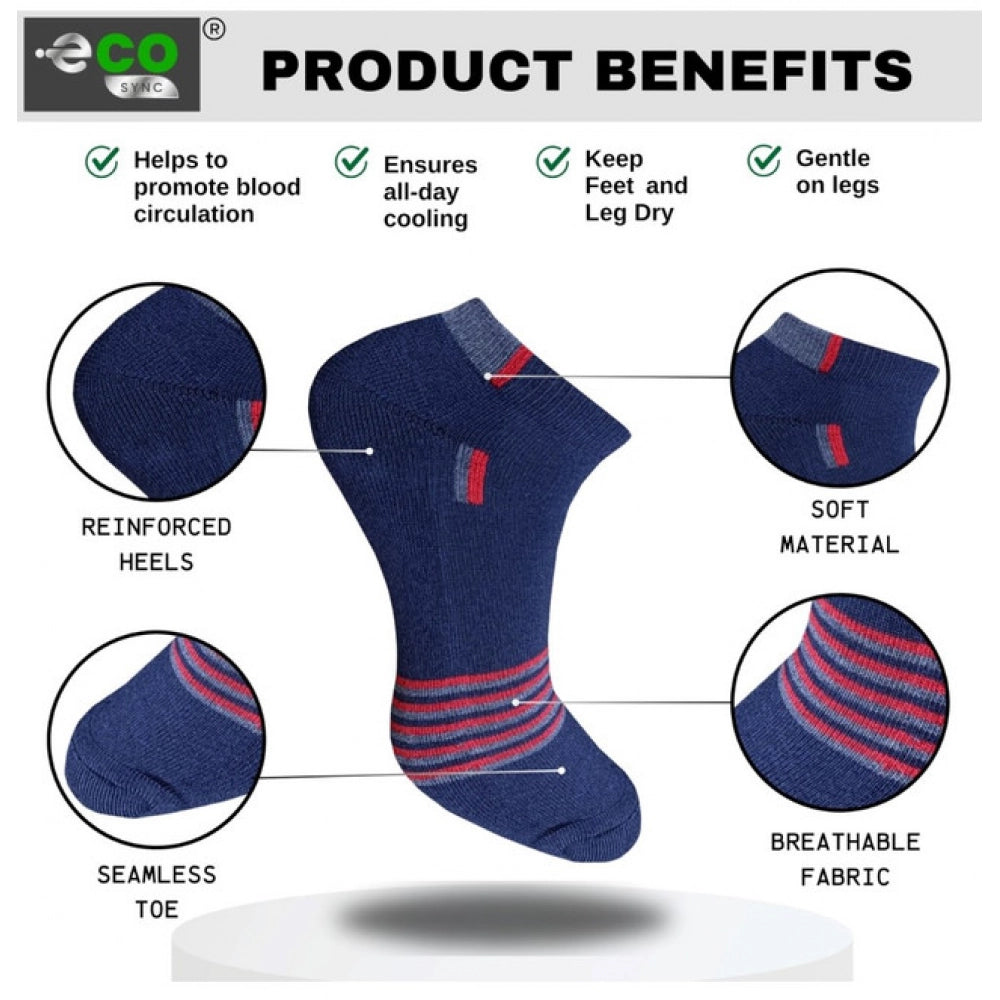 Multicolor unisex casual cotton printed low cut socks: navy blue, light grey, black