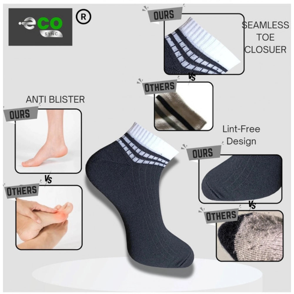 Multicolor unisex casual cotton printed low cut socks: Anthra, light grey, blue set of three
