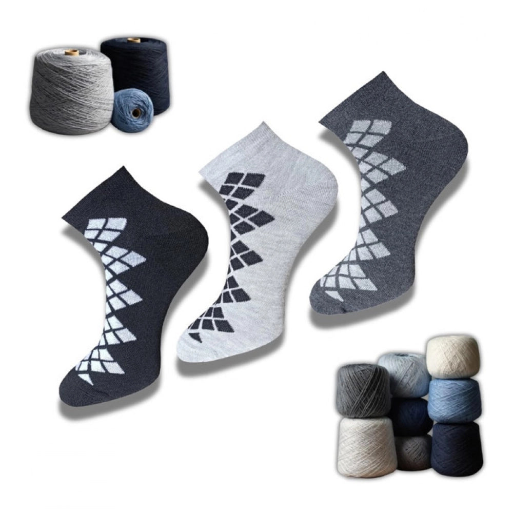 Multicolor unisex casual cotton printed low cut socks: Anthra, Black, Light Grey