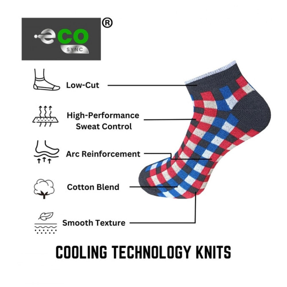 Multi-colored unisex casual cotton printed low cut socks, anthra, light grey, black - vibrant design on feet