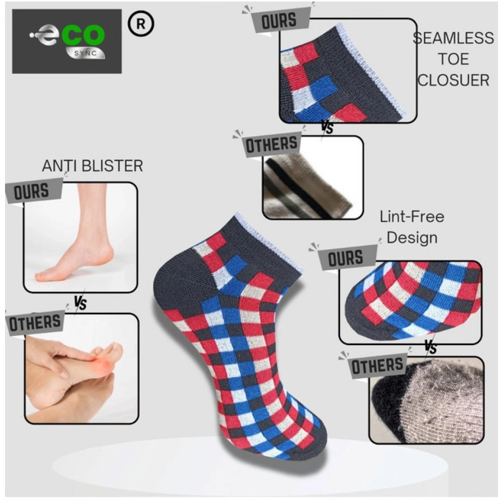 Anthra, light grey, black unisex casual printed low cut socks - multicolor cotton design for everyday wear