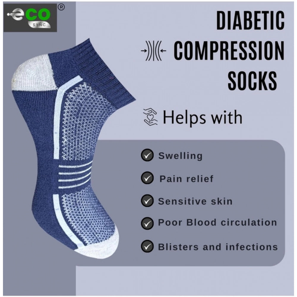 Multicolor unisex casual cotton printed low cut socks - Navy blue, light grey, black set