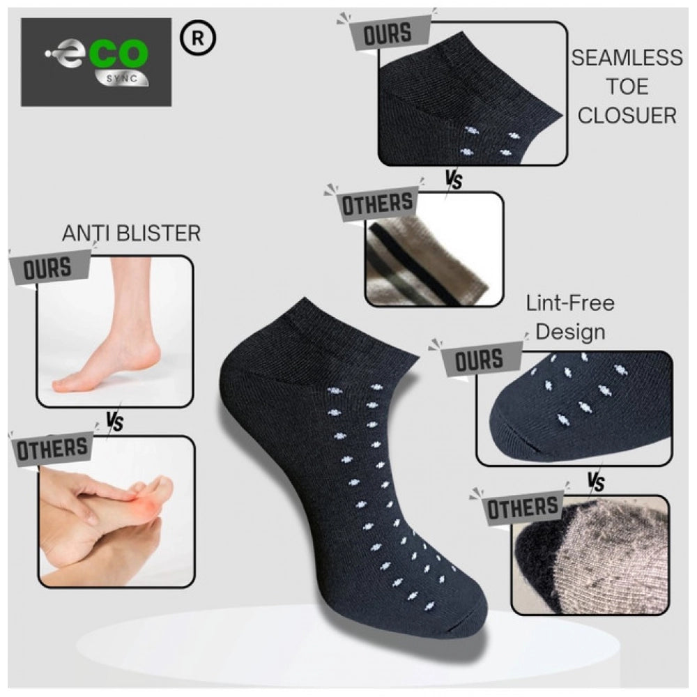 Multicolor unisex casual cotton printed low cut socks, variety of black, anthra, blue