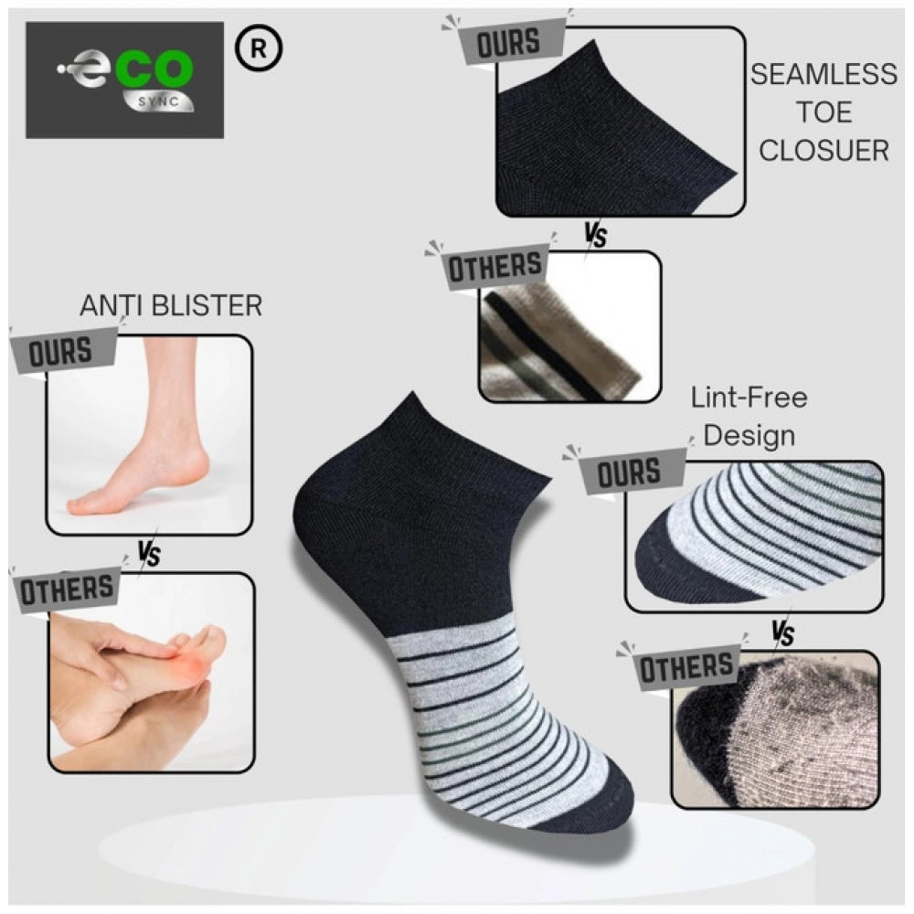 Multicolor unisex casual cotton printed low cut socks: light grey, blue, black variation