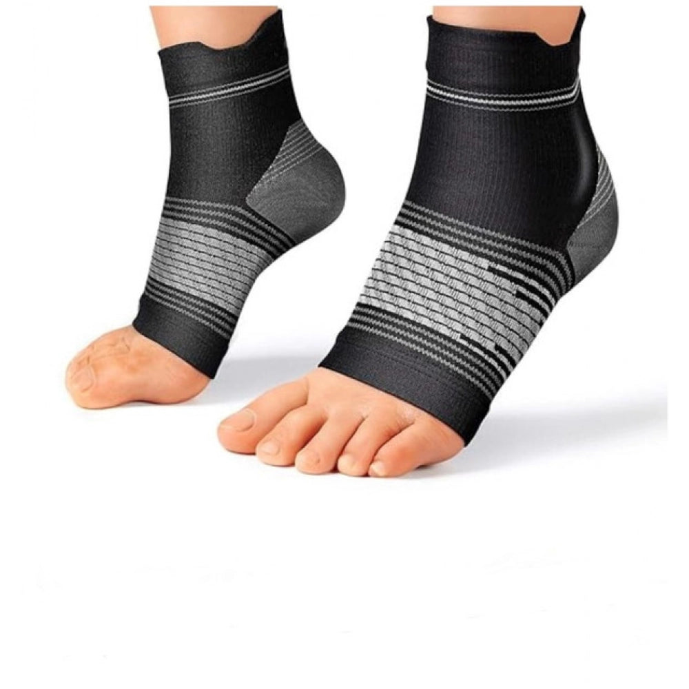 Multicolor unisex casual cotton printed ankle-length support socks, black pairs for everyday comfort