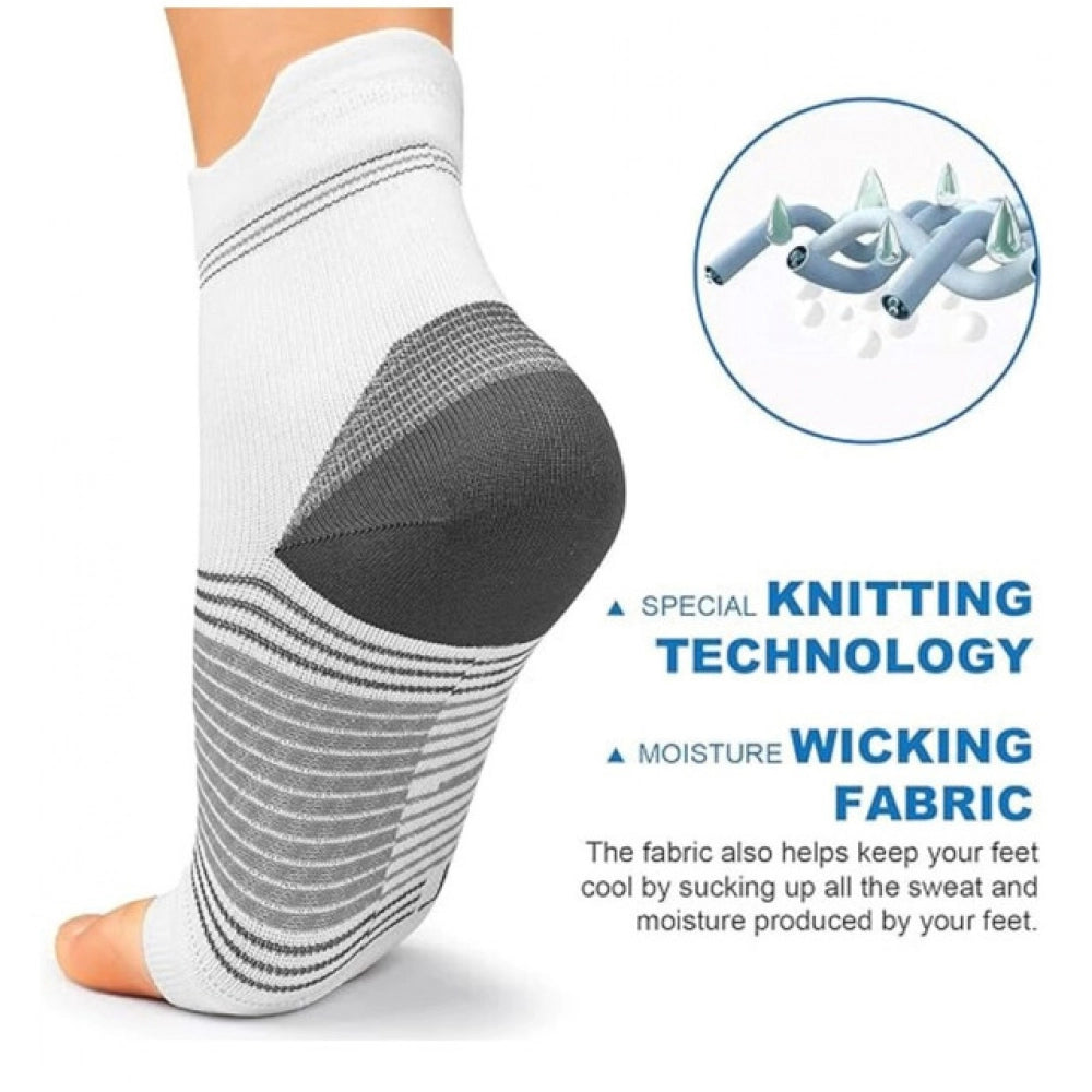Multicolor unisex casual cotton printed ankle length support socks - low cut, white patterned socks for men & women