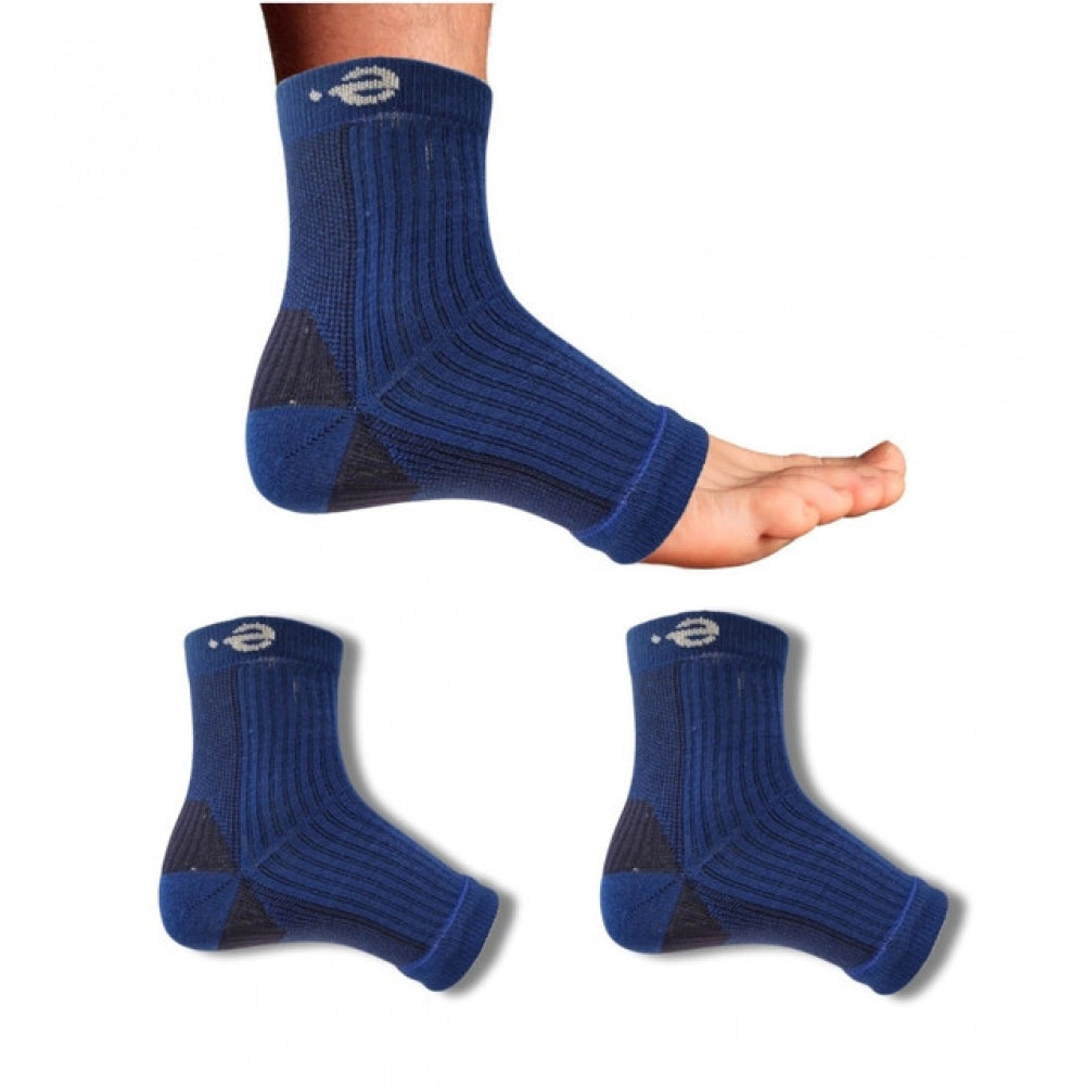 Multicolor unisex cotton printed ankle-length support socks, blue variant with low cut design for casual wear