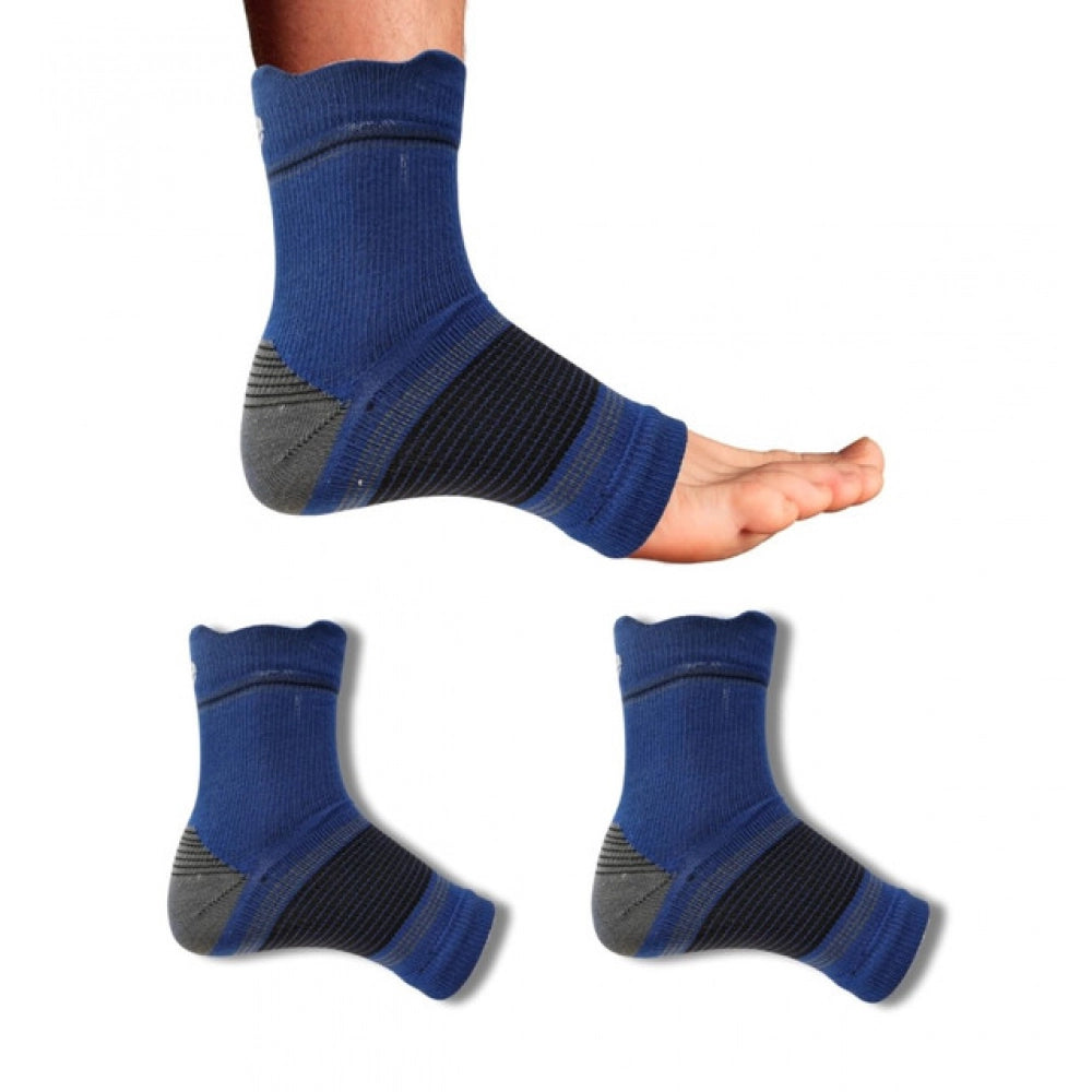 Multicolor unisex cotton printed ankle-length support socks, navy blue design for casual wear