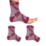 Multicolor unisex printed cotton ankle-length support socks for casual wear, purple design on display