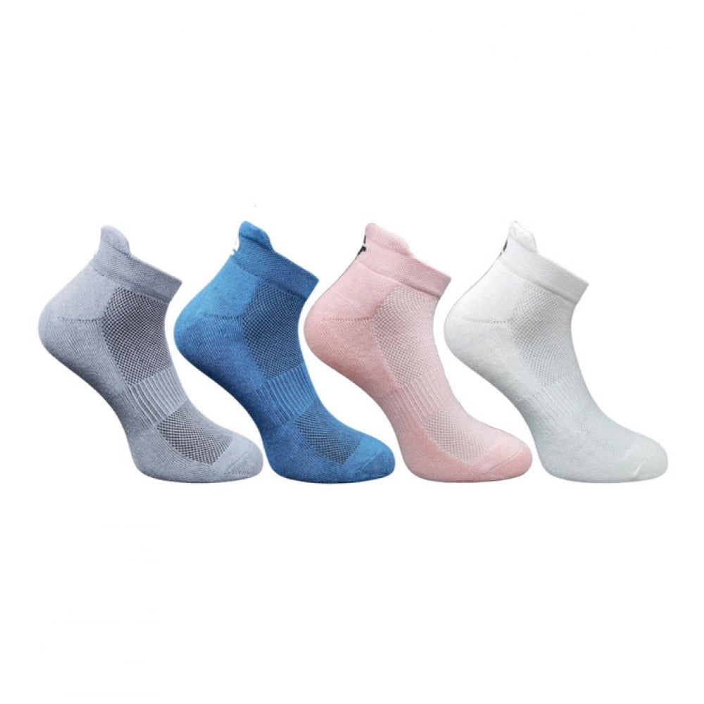 Multicolor unisex cotton printed ankle socks: dark grey, navy blue, light peach, off white