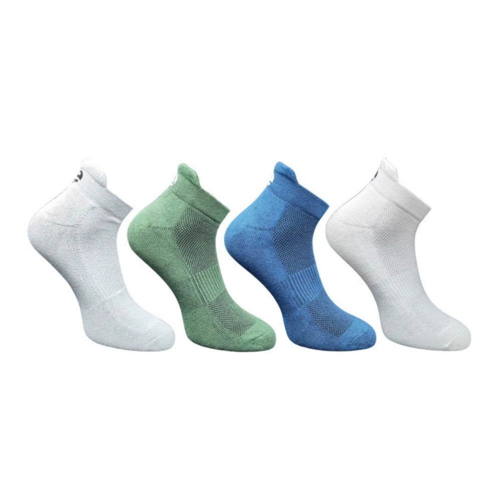 Multicolor unisex cotton printed ankle socks - light grey, olive, navy blue, off white