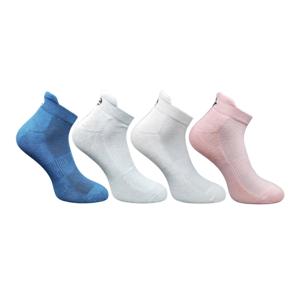 Multicolor unisex casual cotton printed ankle socks: navy blue, light grey, off white, light peach