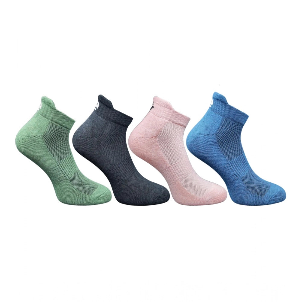 Multicolor unisex casual cotton ankle-length socks: olive, black, light peach, navy blue - vibrant printed design