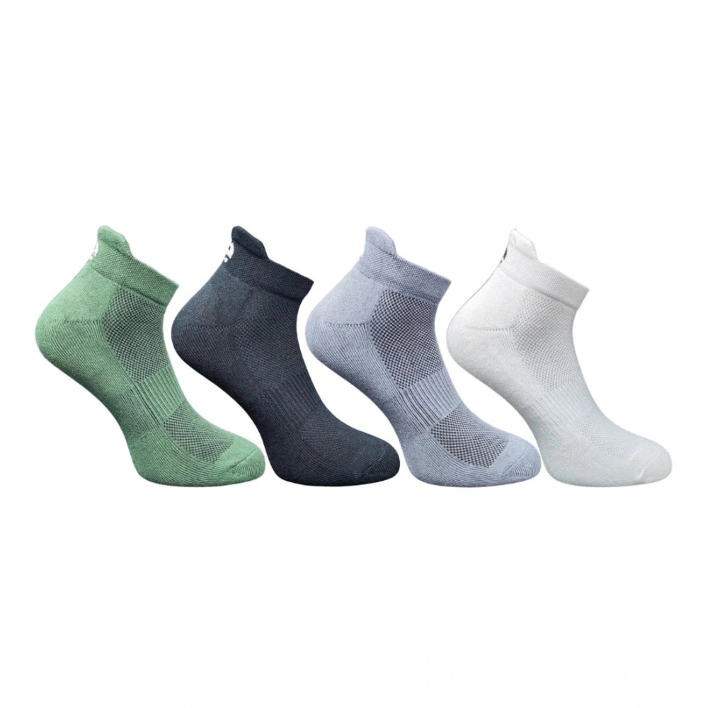 Multicolor unisex casual cotton ankle socks with olive, black, dark grey, off white prints