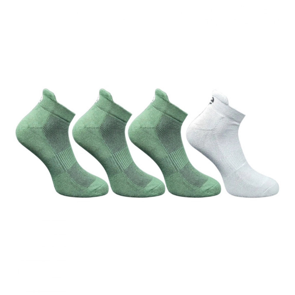 Multicolor unisex casual cotton printed ankle socks (Olive, Olive, Olive, Light Grey) for everyday wear