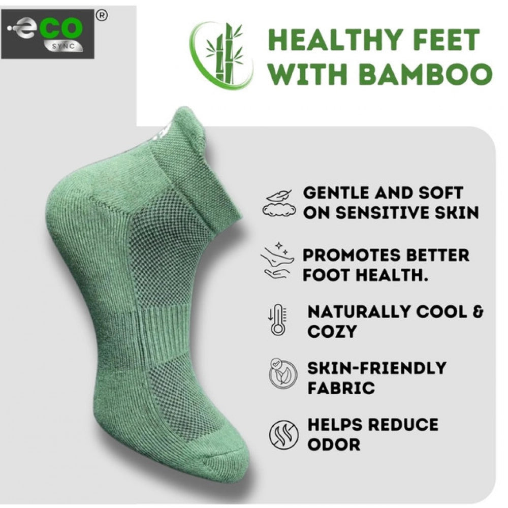 Multicolor unisex casual cotton printed ankle length socks (Olive, Olive, Olive, Light Grey) for versatile style