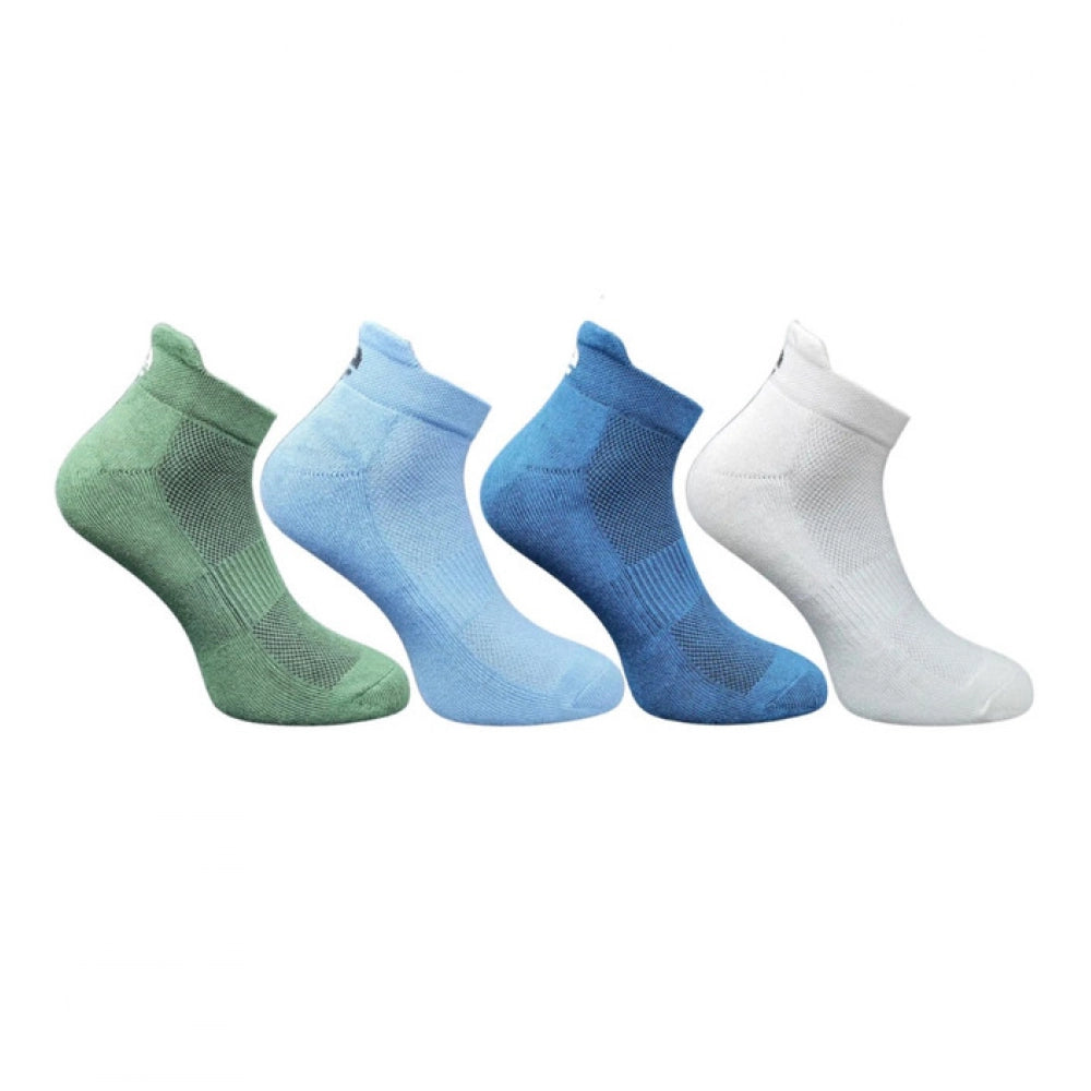 Multicolor unisex casual cotton ankle-length socks: olive, sky blue, navy blue, off white (varies slightly)