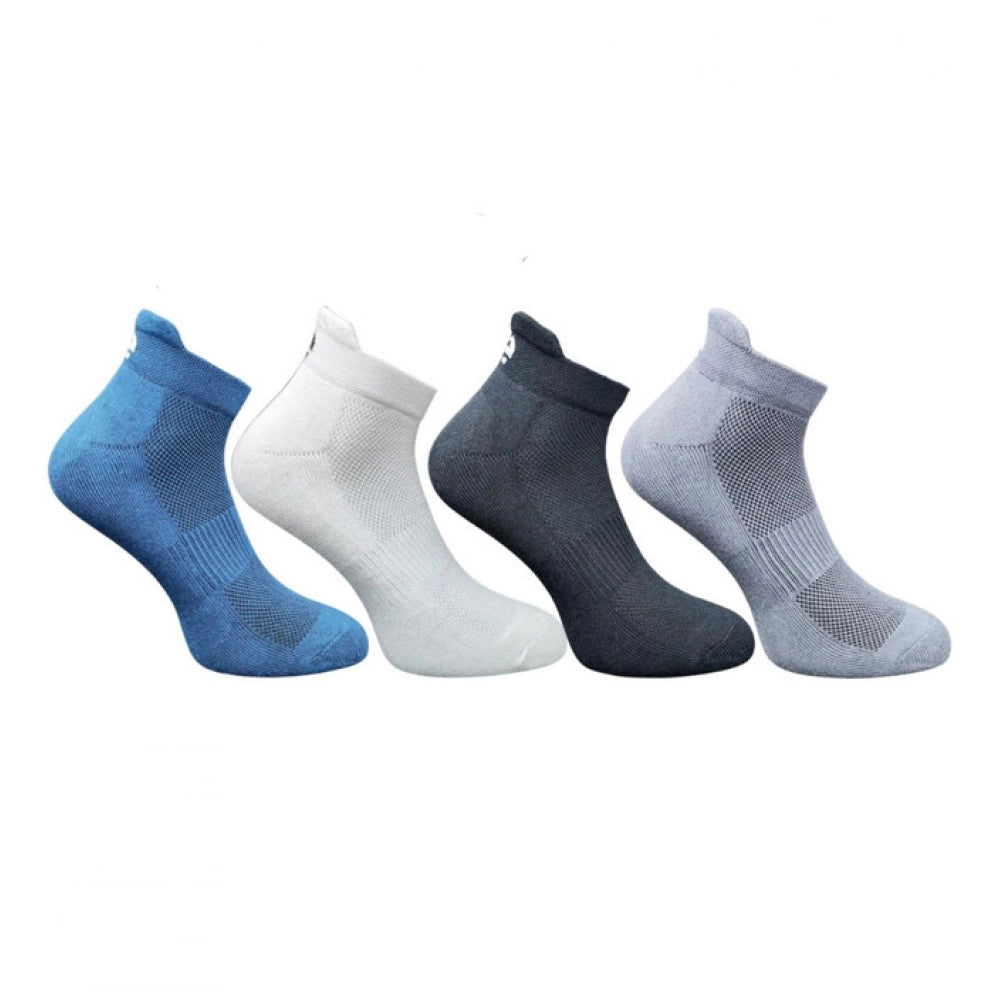 Multicolor unisex casual cotton ankle socks: navy blue, off white, black, dark grey (varies slightly from image)