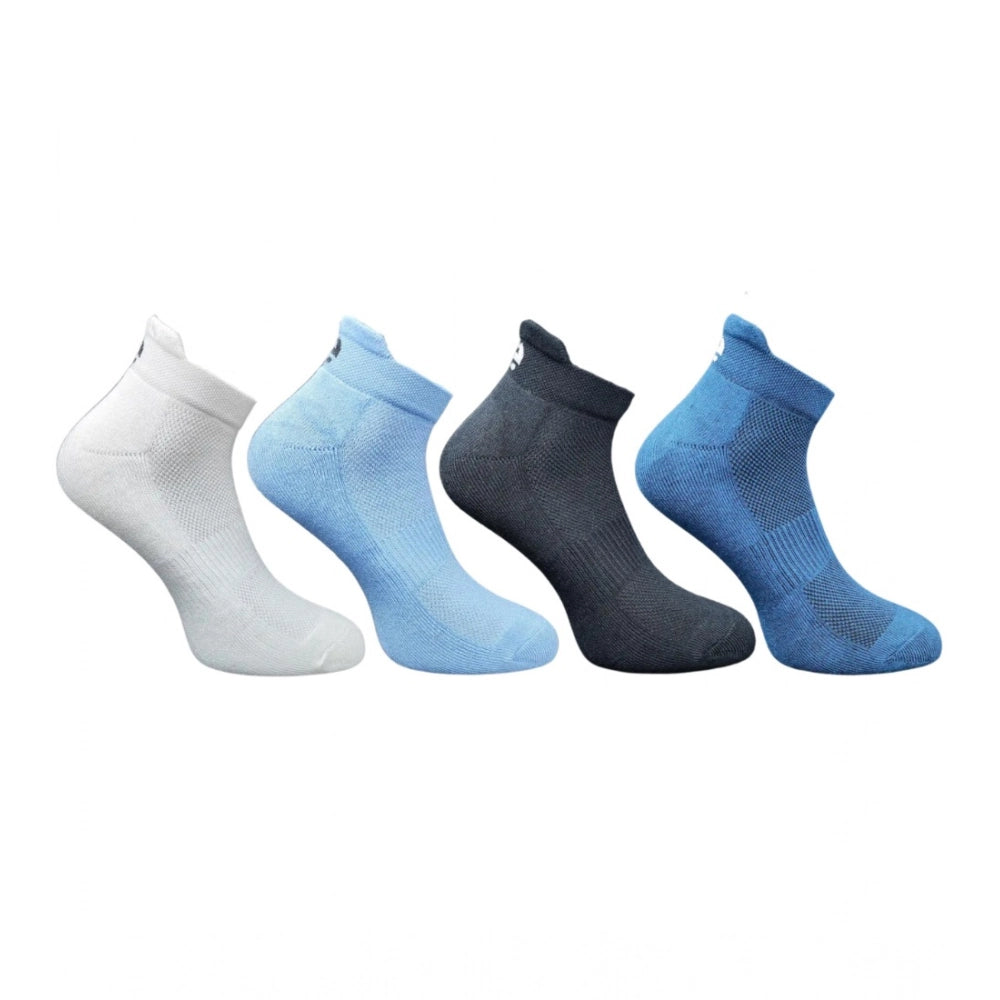 Multicolor unisex casual cotton printed ankle socks - off white, sky blue, black, navy blue