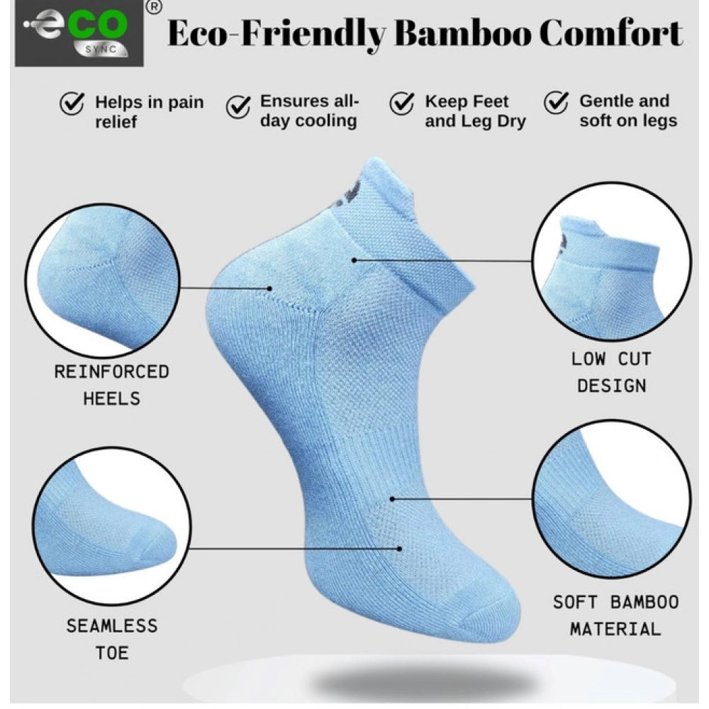 Multicolor unisex cotton printed ankle length socks: olive, sky blue, black