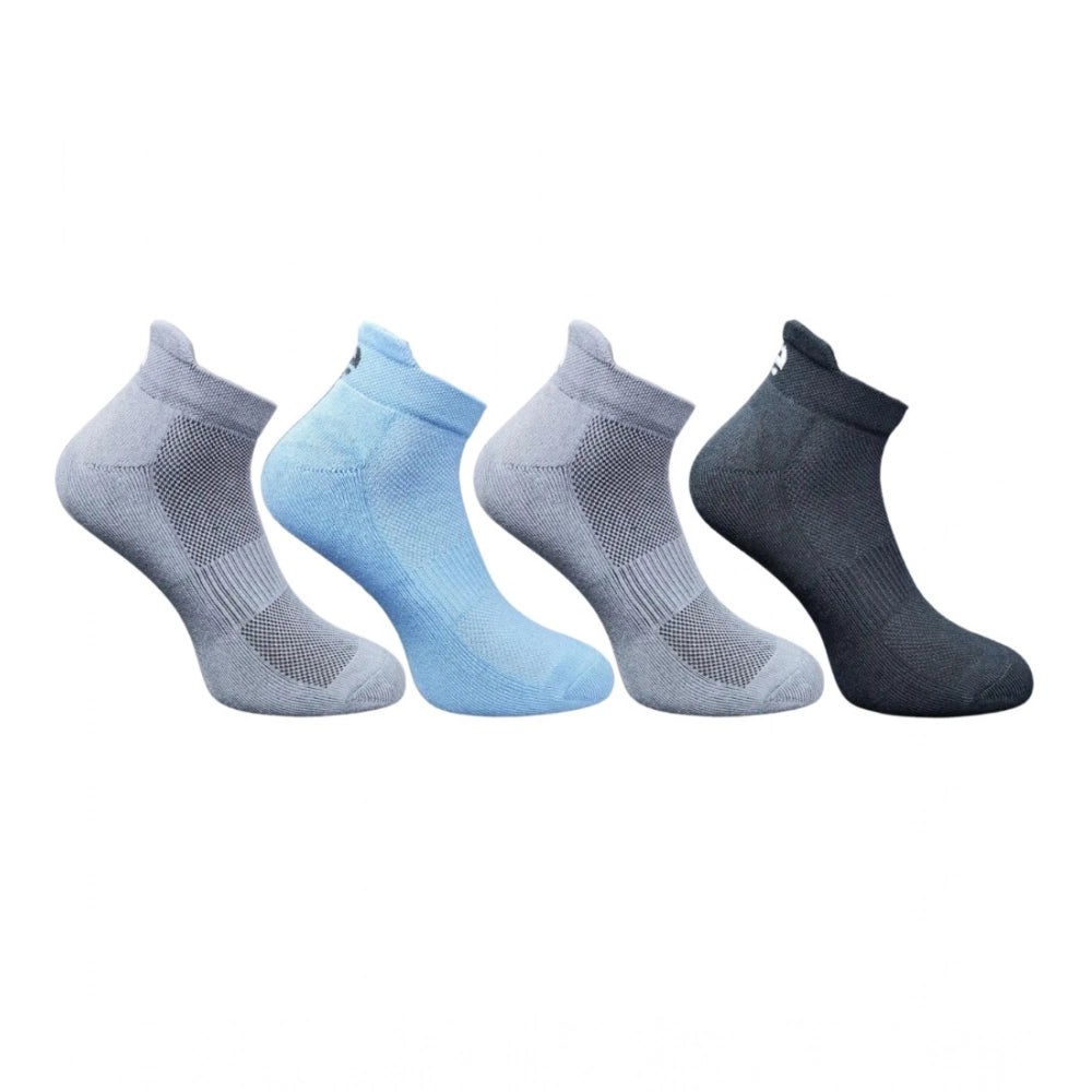 Multicolor unisex casual cotton printed ankle socks: dark grey, sky blue, black set