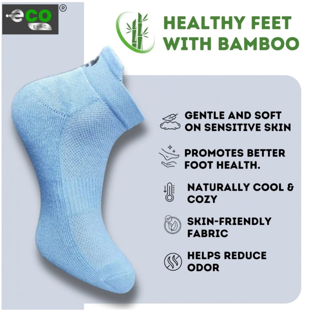 Multicolor unisex cotton printed ankle socks: dark grey, sky blue, black