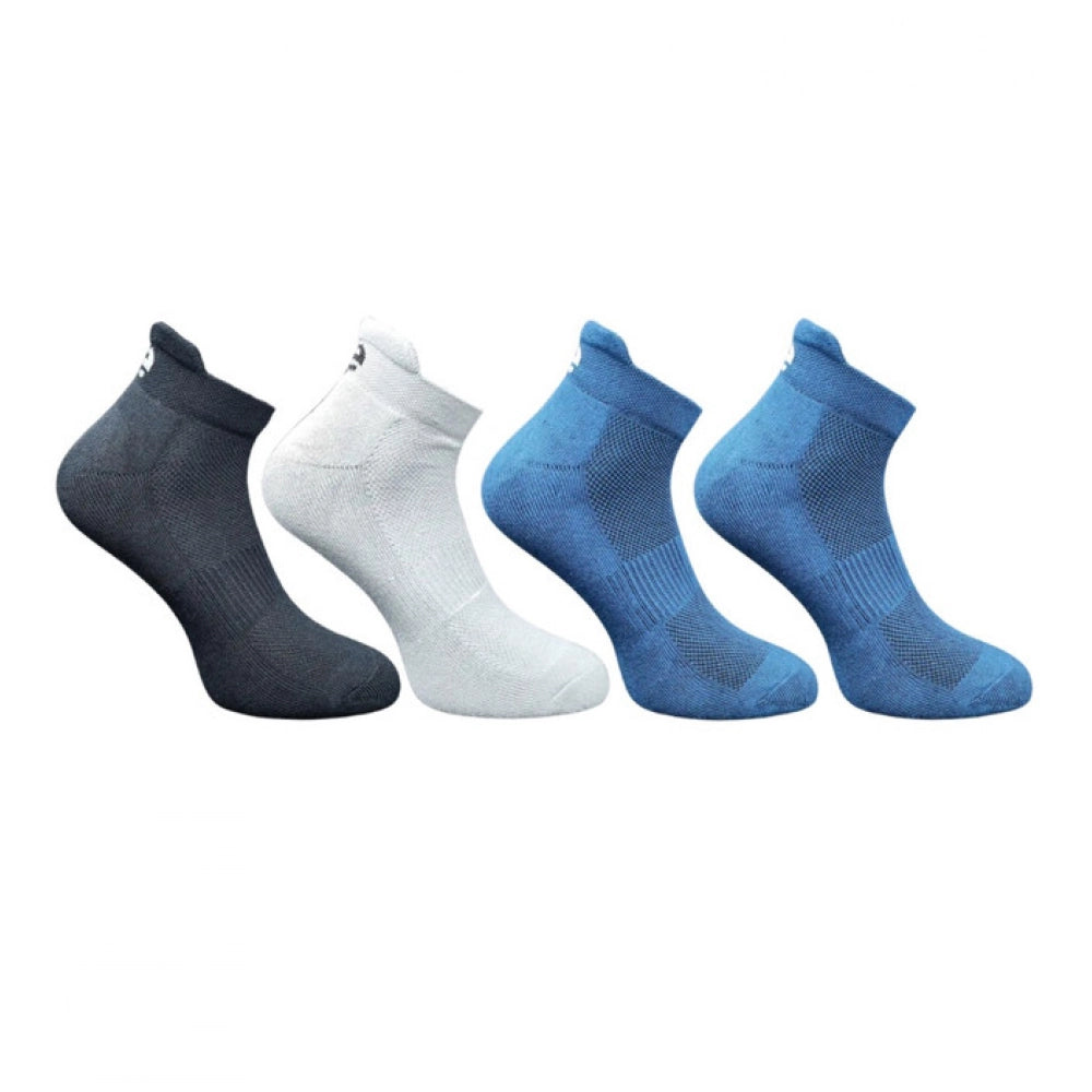 Multicolor unisex casual cotton ankle-length socks with diverse prints, featuring black, light grey, navy blue pairings