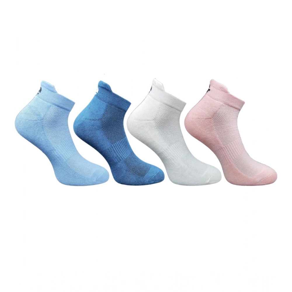 Multicolor unisex casual cotton printed ankle socks: Sky blue, navy blue, off white, light peach