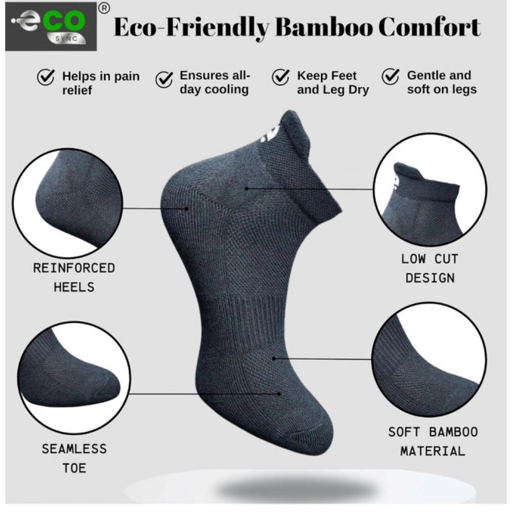 Multicolor unisex casual cotton printed ankle length socks, black pairs on display rack