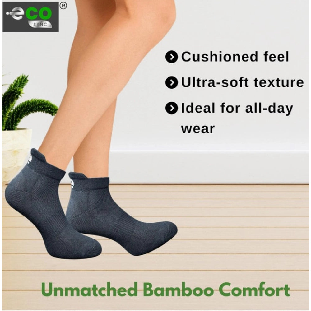 Multicolor unisex casual cotton printed ankle socks, black set of four for everyday wear