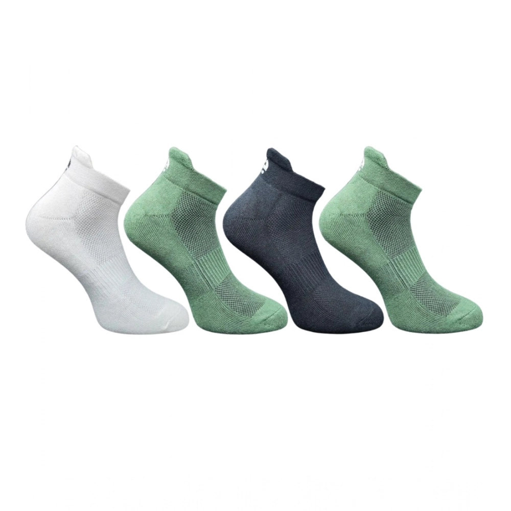 Multicolor unisex casual cotton ankle socks: Off white, olive, black patterns