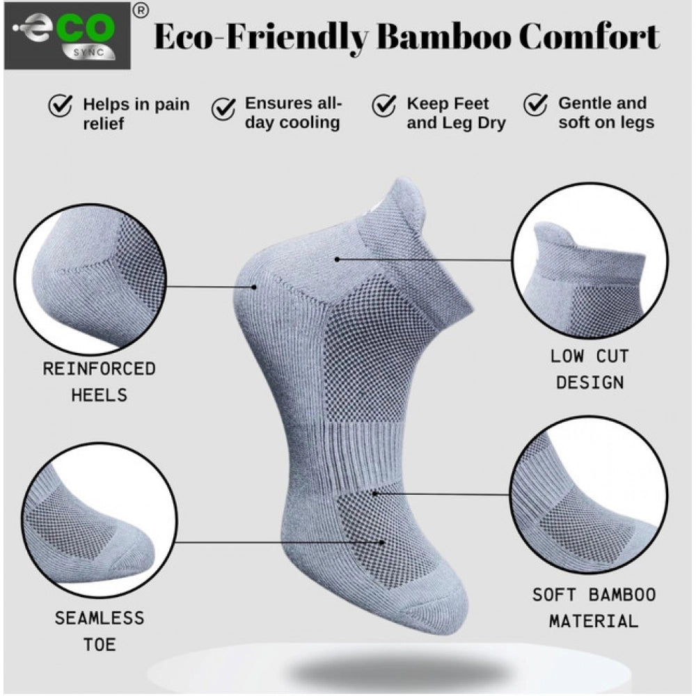 Multicolor unisex casual cotton printed ankle-length socks: navy blue, dark grey, light grey (socks on table)