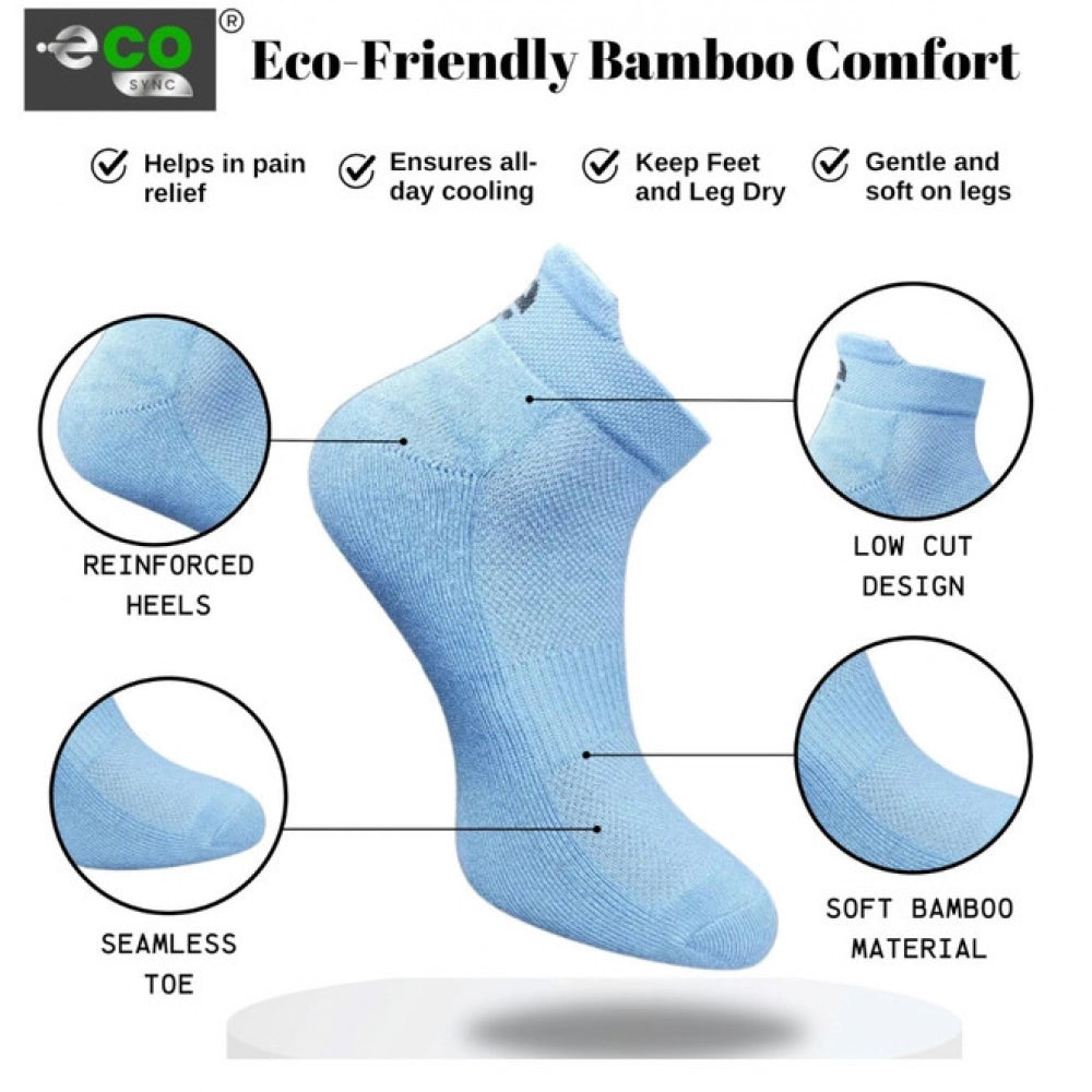 Multicolor unisex casual cotton ankle socks: Off white, black, sky blue, navy blue print pattern