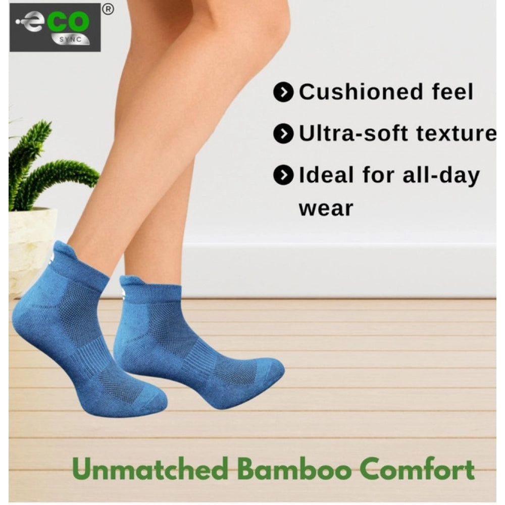 Multicolor unisex casual cotton ankle socks - off white, black, sky blue, navy blue patterned design