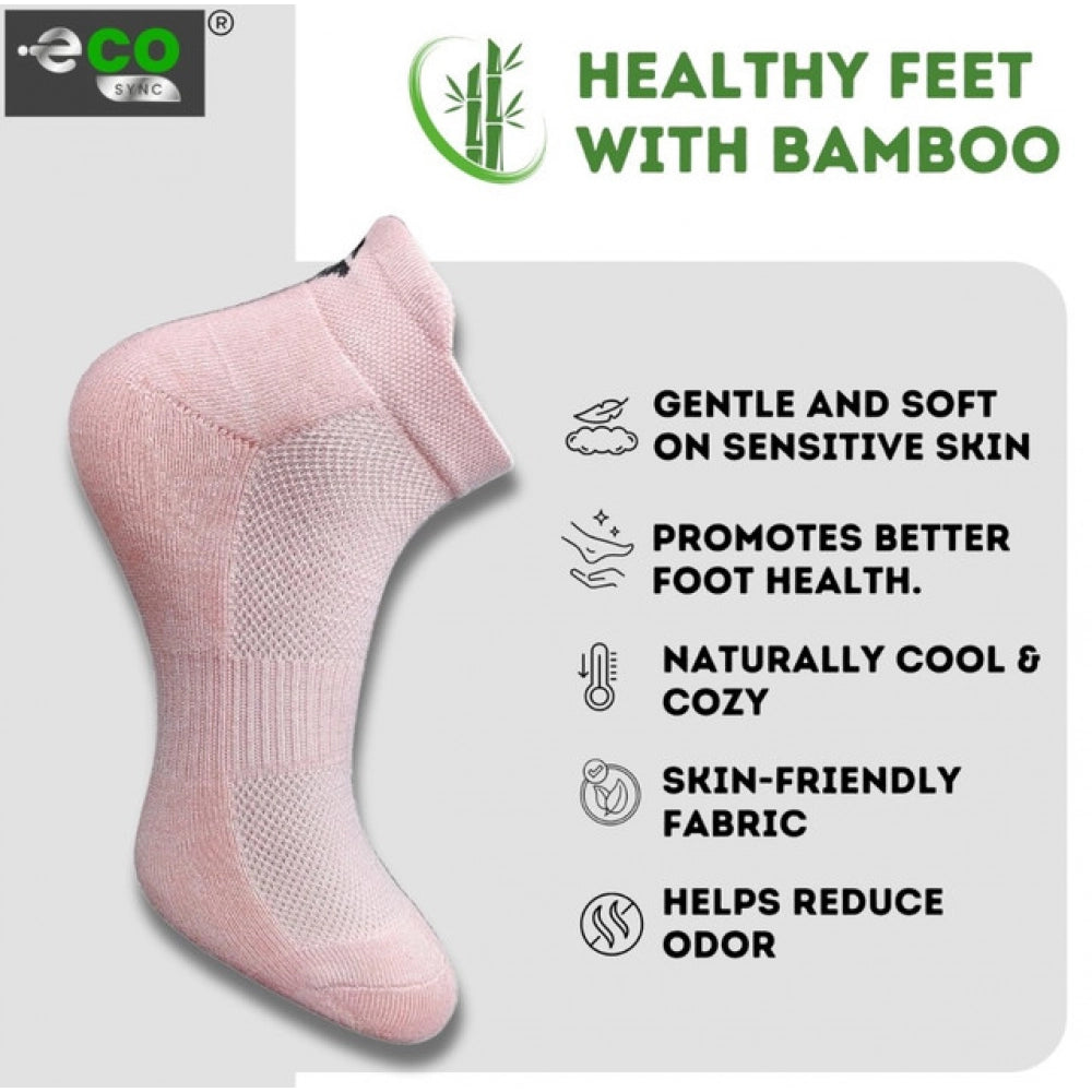 Multicolor unisex casual cotton printed ankle length socks: olive, light peach, light peach, black (may vary)