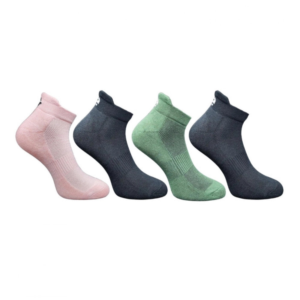Multicolor unisex casual cotton printed ankle socks - Light Peach, Black, Olive